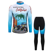 Thriller Rider Sports Vêtements de Vélo Homme Cyclisme Maillots Longue + Pantalon longue Combinaison(Welcome to California)